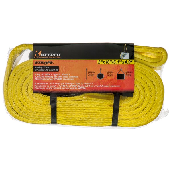 Keeper 16'X2" Lift Sling, 2 Ply, Flat Loop, 6200/4960/12400 2630 - main